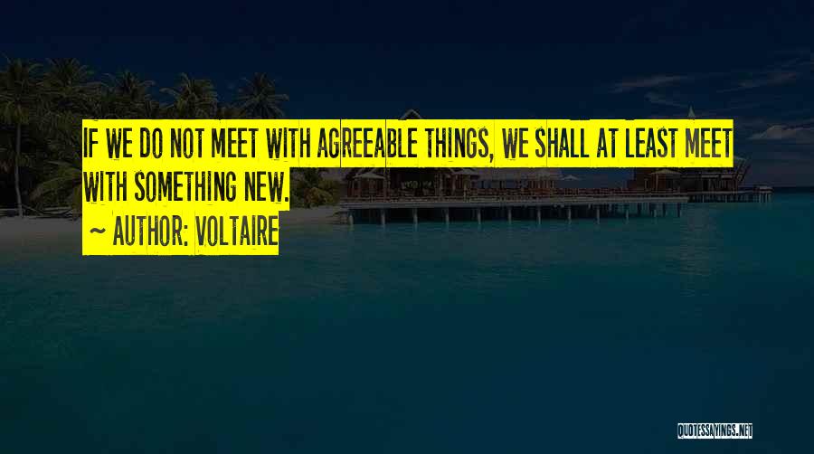 Voltaire Quotes: If We Do Not Meet With Agreeable Things, We Shall At Least Meet With Something New.