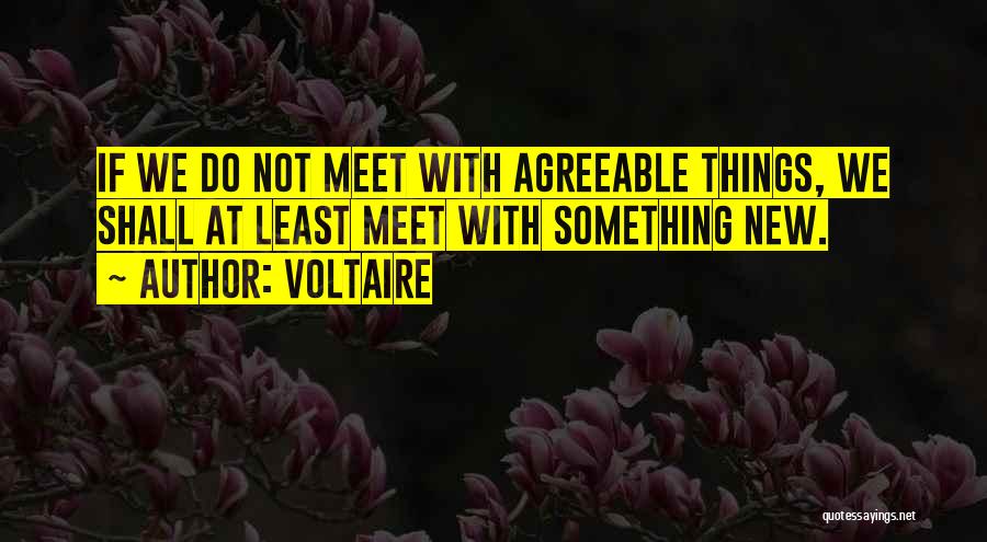 Voltaire Quotes: If We Do Not Meet With Agreeable Things, We Shall At Least Meet With Something New.