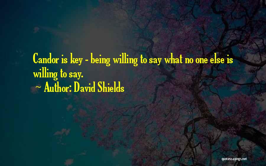 David Shields Quotes: Candor Is Key - Being Willing To Say What No One Else Is Willing To Say.