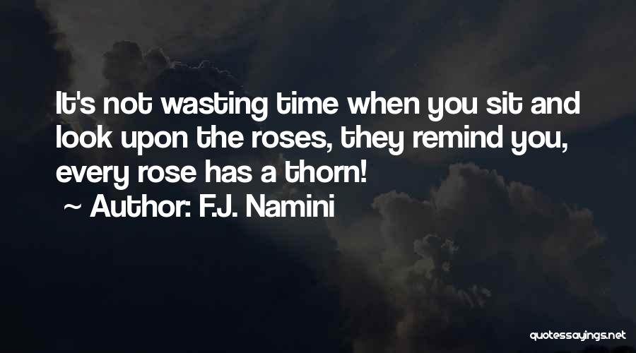 F.J. Namini Quotes: It's Not Wasting Time When You Sit And Look Upon The Roses, They Remind You, Every Rose Has A Thorn!