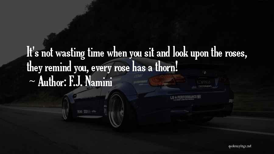 F.J. Namini Quotes: It's Not Wasting Time When You Sit And Look Upon The Roses, They Remind You, Every Rose Has A Thorn!