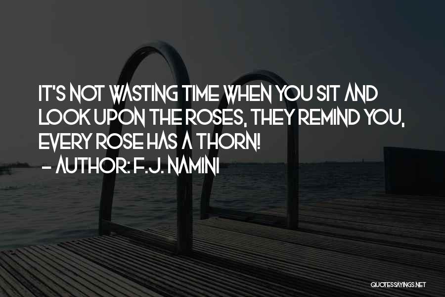 F.J. Namini Quotes: It's Not Wasting Time When You Sit And Look Upon The Roses, They Remind You, Every Rose Has A Thorn!