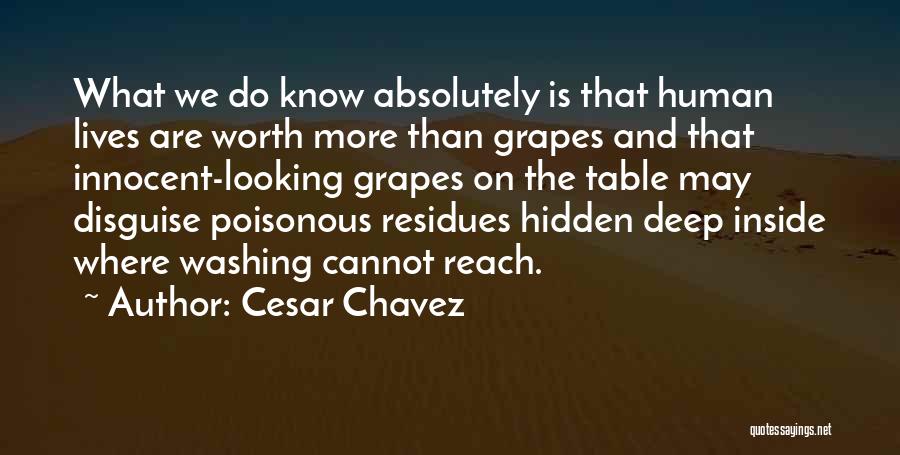 Cesar Chavez Quotes: What We Do Know Absolutely Is That Human Lives Are Worth More Than Grapes And That Innocent-looking Grapes On The