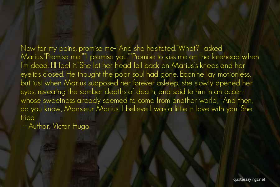 Victor Hugo Quotes: Now For My Pains, Promise Me-and She Hesitated.what? Asked Marius.promise Me!i Promise You.promise To Kiss Me On The Forehead When