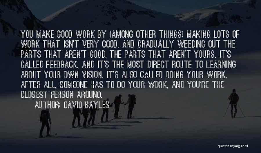 David Bayles Quotes: You Make Good Work By (among Other Things) Making Lots Of Work That Isn't Very Good, And Gradually Weeding Out