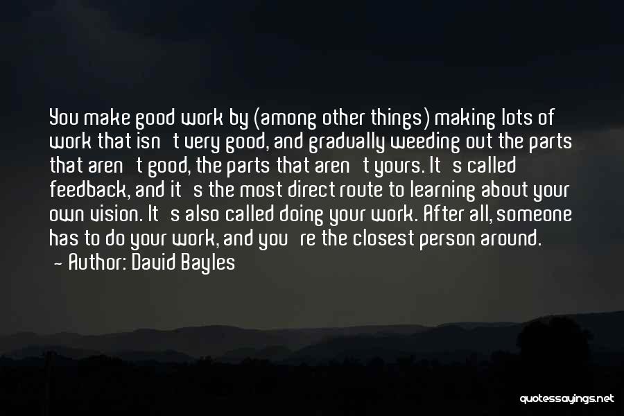 David Bayles Quotes: You Make Good Work By (among Other Things) Making Lots Of Work That Isn't Very Good, And Gradually Weeding Out