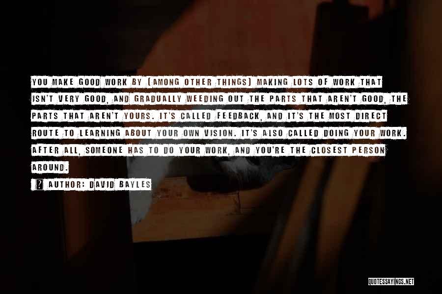 David Bayles Quotes: You Make Good Work By (among Other Things) Making Lots Of Work That Isn't Very Good, And Gradually Weeding Out