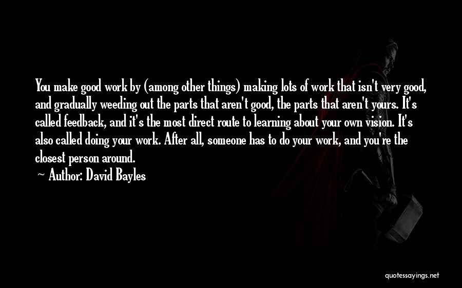 David Bayles Quotes: You Make Good Work By (among Other Things) Making Lots Of Work That Isn't Very Good, And Gradually Weeding Out