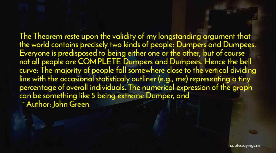 John Green Quotes: The Theorem Reste Upon The Validity Of My Longstanding Argument That The World Contains Precisely Two Kinds Of People: Dumpers