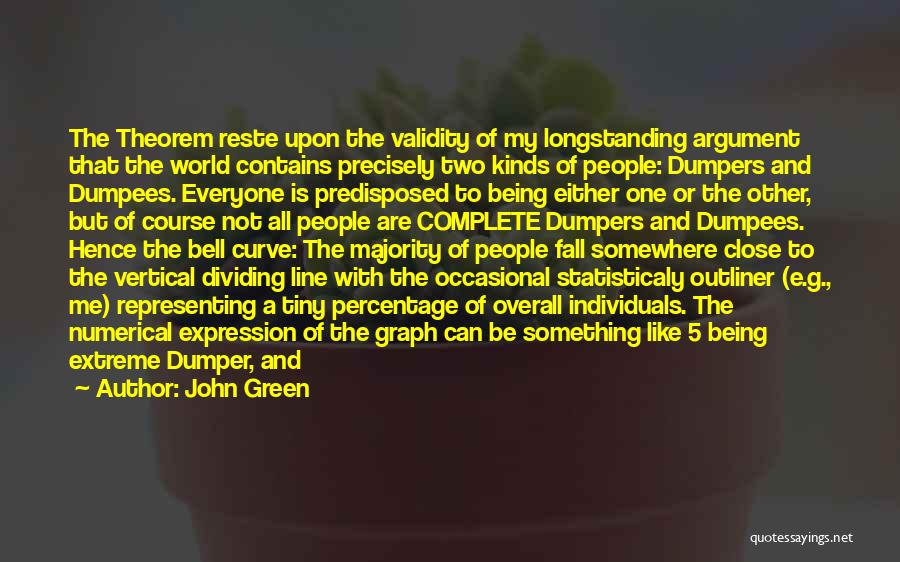 John Green Quotes: The Theorem Reste Upon The Validity Of My Longstanding Argument That The World Contains Precisely Two Kinds Of People: Dumpers