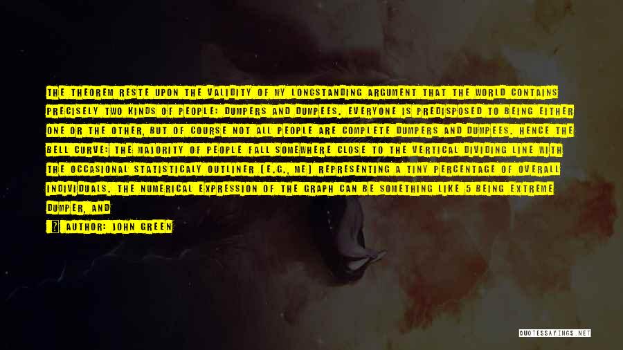 John Green Quotes: The Theorem Reste Upon The Validity Of My Longstanding Argument That The World Contains Precisely Two Kinds Of People: Dumpers