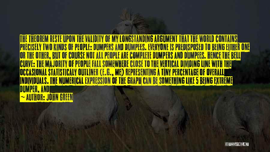 John Green Quotes: The Theorem Reste Upon The Validity Of My Longstanding Argument That The World Contains Precisely Two Kinds Of People: Dumpers