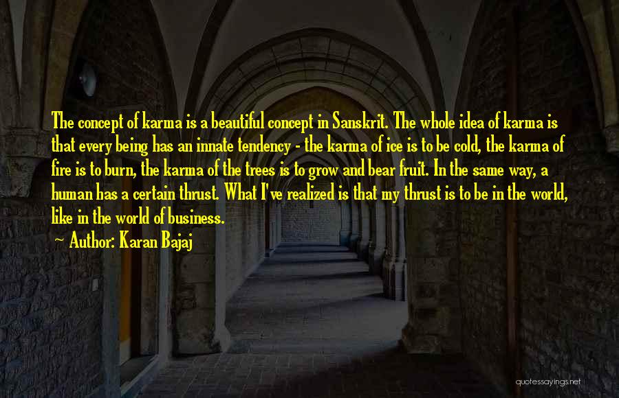 Karan Bajaj Quotes: The Concept Of Karma Is A Beautiful Concept In Sanskrit. The Whole Idea Of Karma Is That Every Being Has