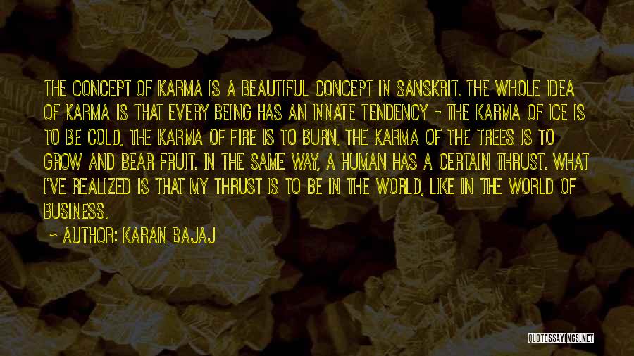 Karan Bajaj Quotes: The Concept Of Karma Is A Beautiful Concept In Sanskrit. The Whole Idea Of Karma Is That Every Being Has