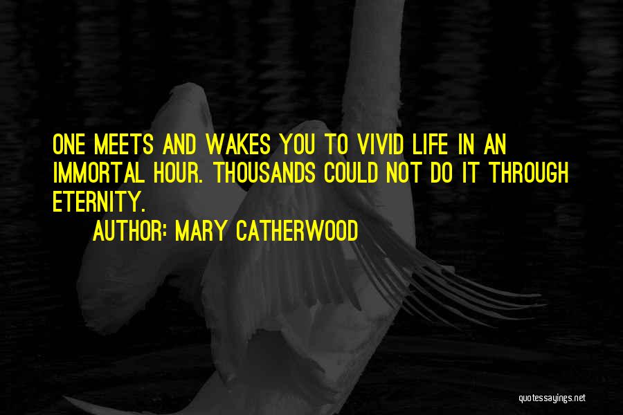 Mary Catherwood Quotes: One Meets And Wakes You To Vivid Life In An Immortal Hour. Thousands Could Not Do It Through Eternity.