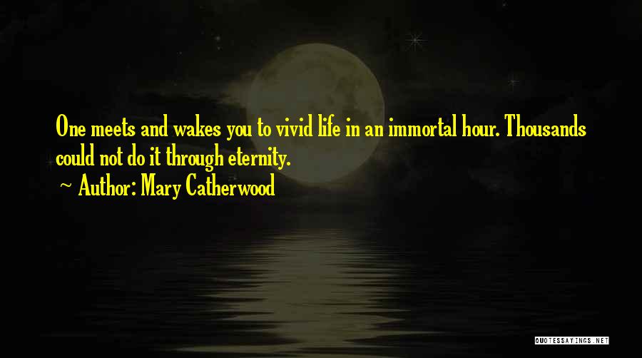 Mary Catherwood Quotes: One Meets And Wakes You To Vivid Life In An Immortal Hour. Thousands Could Not Do It Through Eternity.