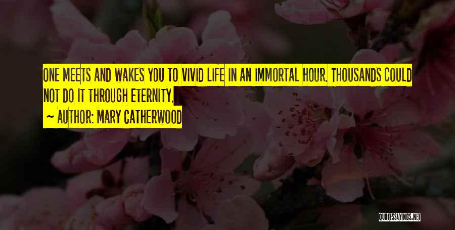 Mary Catherwood Quotes: One Meets And Wakes You To Vivid Life In An Immortal Hour. Thousands Could Not Do It Through Eternity.