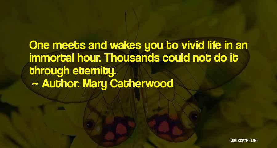 Mary Catherwood Quotes: One Meets And Wakes You To Vivid Life In An Immortal Hour. Thousands Could Not Do It Through Eternity.