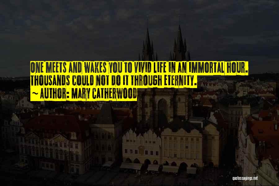 Mary Catherwood Quotes: One Meets And Wakes You To Vivid Life In An Immortal Hour. Thousands Could Not Do It Through Eternity.