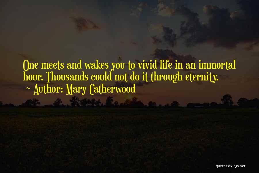 Mary Catherwood Quotes: One Meets And Wakes You To Vivid Life In An Immortal Hour. Thousands Could Not Do It Through Eternity.