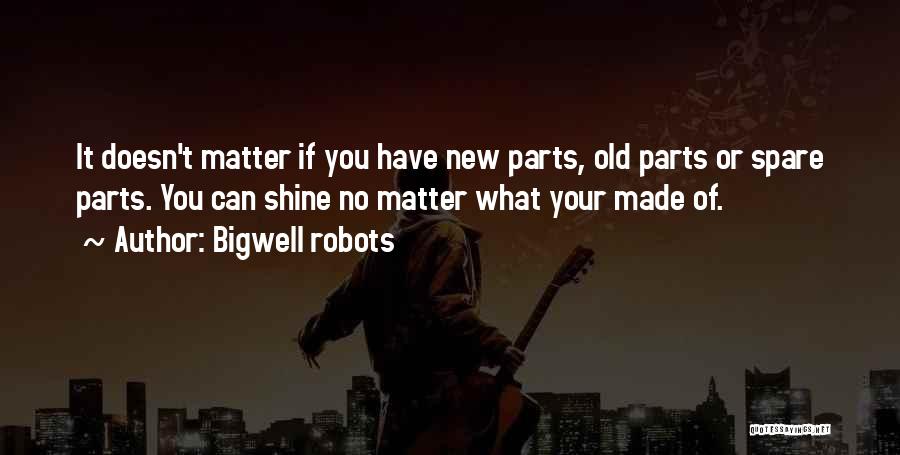 Bigwell Robots Quotes: It Doesn't Matter If You Have New Parts, Old Parts Or Spare Parts. You Can Shine No Matter What Your