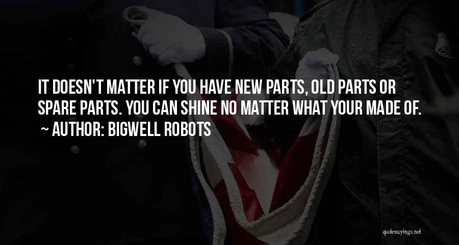 Bigwell Robots Quotes: It Doesn't Matter If You Have New Parts, Old Parts Or Spare Parts. You Can Shine No Matter What Your