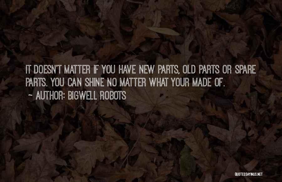 Bigwell Robots Quotes: It Doesn't Matter If You Have New Parts, Old Parts Or Spare Parts. You Can Shine No Matter What Your