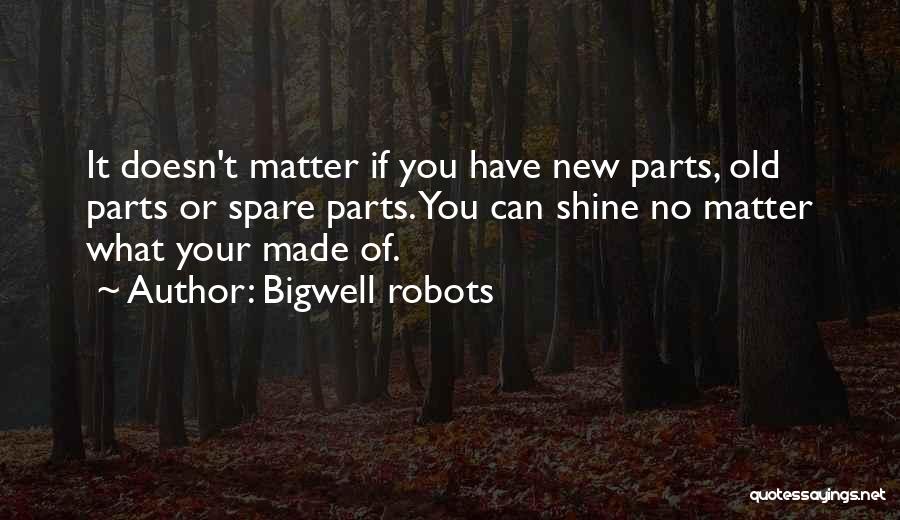 Bigwell Robots Quotes: It Doesn't Matter If You Have New Parts, Old Parts Or Spare Parts. You Can Shine No Matter What Your