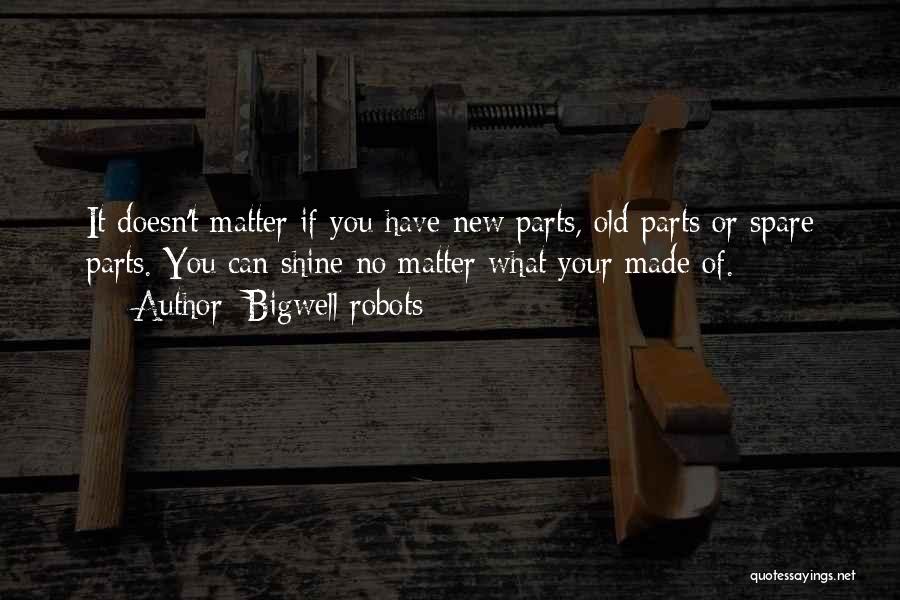 Bigwell Robots Quotes: It Doesn't Matter If You Have New Parts, Old Parts Or Spare Parts. You Can Shine No Matter What Your