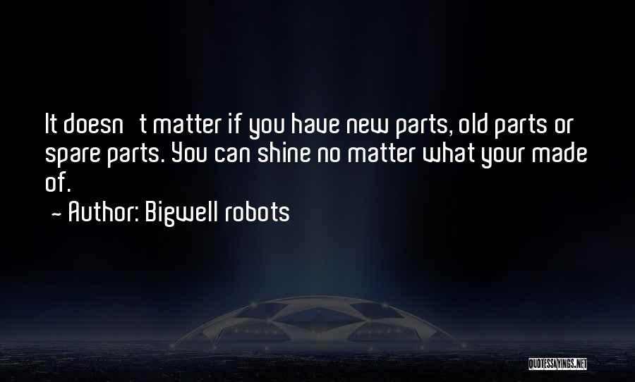 Bigwell Robots Quotes: It Doesn't Matter If You Have New Parts, Old Parts Or Spare Parts. You Can Shine No Matter What Your