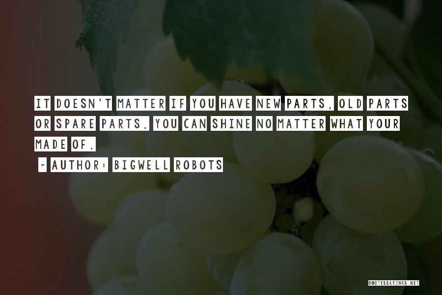 Bigwell Robots Quotes: It Doesn't Matter If You Have New Parts, Old Parts Or Spare Parts. You Can Shine No Matter What Your