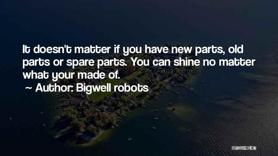 Bigwell Robots Quotes: It Doesn't Matter If You Have New Parts, Old Parts Or Spare Parts. You Can Shine No Matter What Your