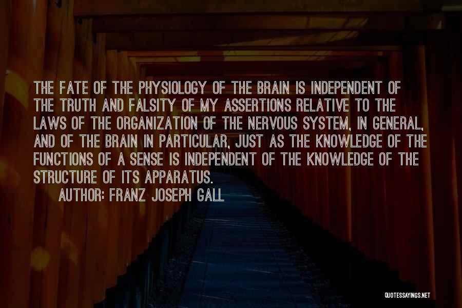 Franz Joseph Gall Quotes: The Fate Of The Physiology Of The Brain Is Independent Of The Truth And Falsity Of My Assertions Relative To