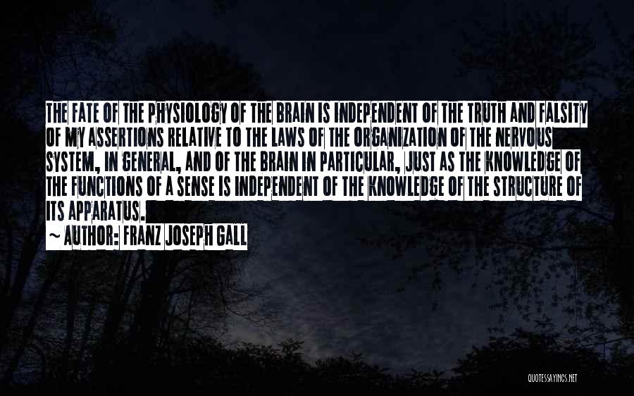 Franz Joseph Gall Quotes: The Fate Of The Physiology Of The Brain Is Independent Of The Truth And Falsity Of My Assertions Relative To