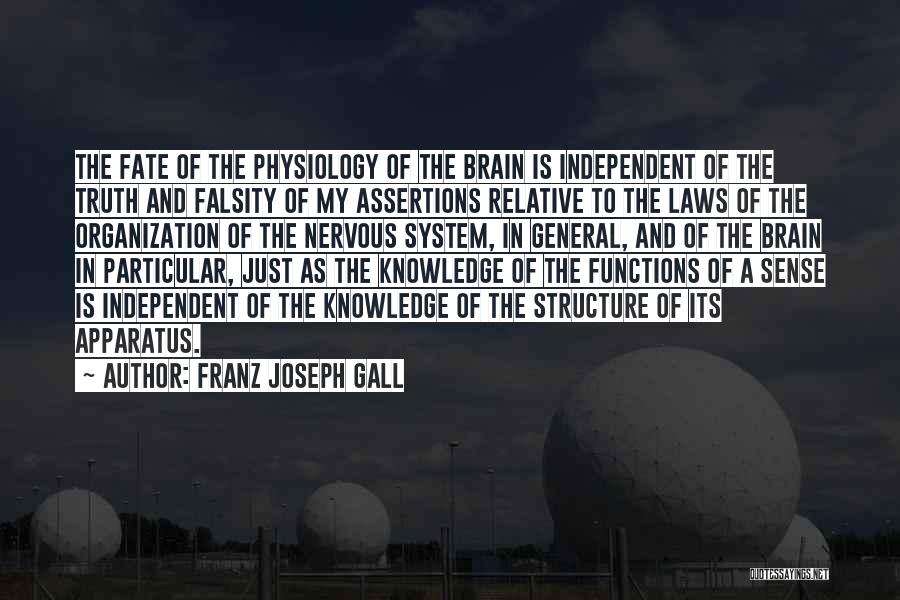 Franz Joseph Gall Quotes: The Fate Of The Physiology Of The Brain Is Independent Of The Truth And Falsity Of My Assertions Relative To