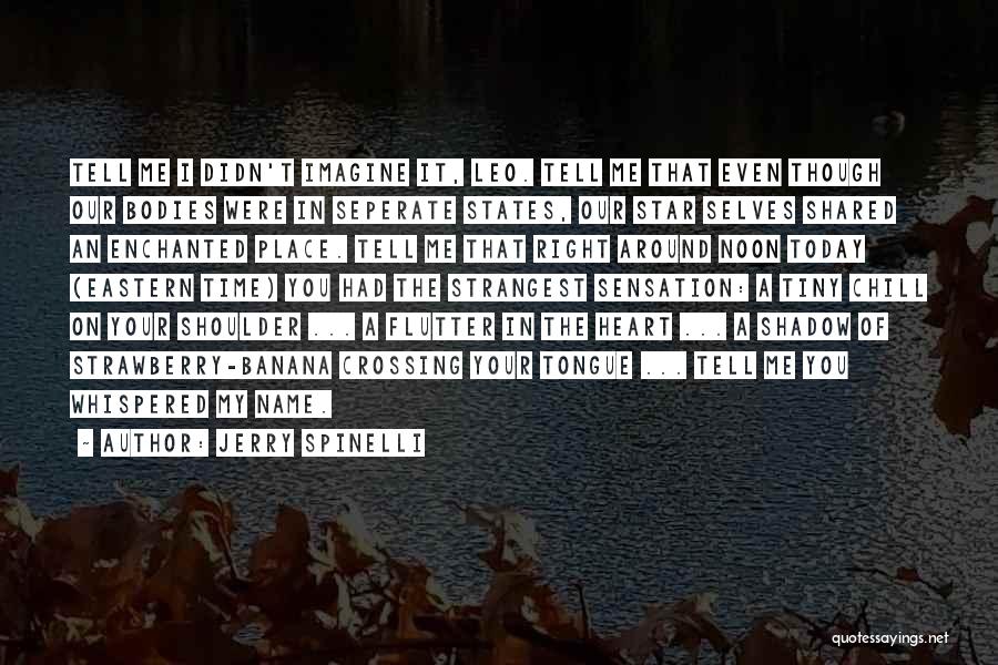 Jerry Spinelli Quotes: Tell Me I Didn't Imagine It, Leo. Tell Me That Even Though Our Bodies Were In Seperate States, Our Star