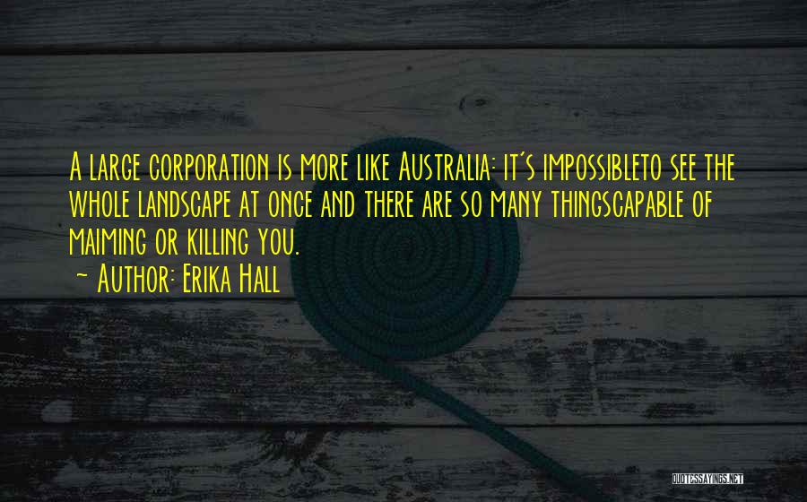 Erika Hall Quotes: A Large Corporation Is More Like Australia: It's Impossibleto See The Whole Landscape At Once And There Are So Many