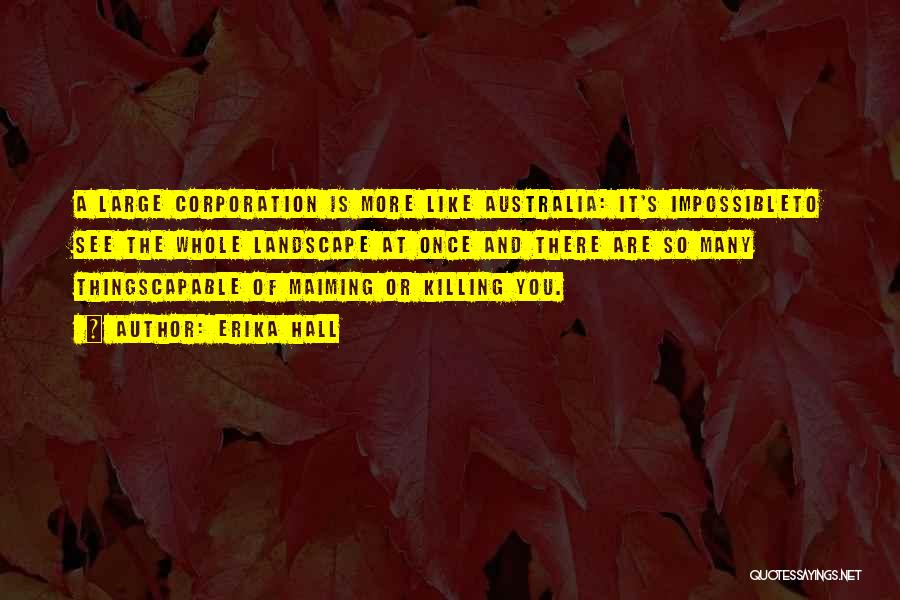 Erika Hall Quotes: A Large Corporation Is More Like Australia: It's Impossibleto See The Whole Landscape At Once And There Are So Many