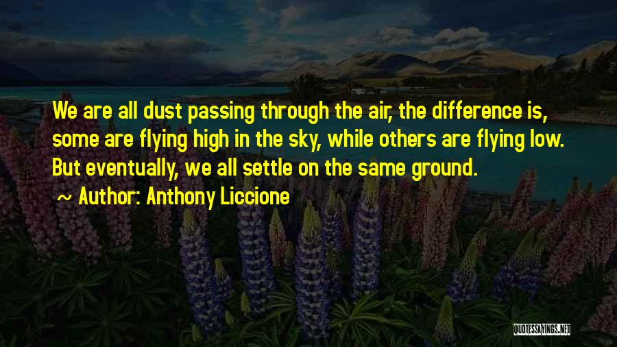 Anthony Liccione Quotes: We Are All Dust Passing Through The Air, The Difference Is, Some Are Flying High In The Sky, While Others