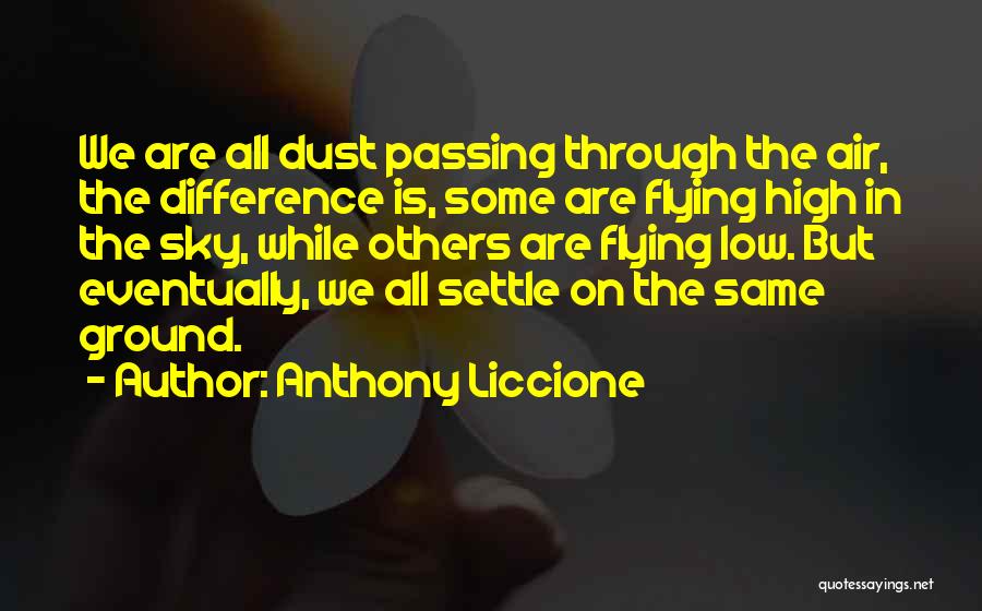 Anthony Liccione Quotes: We Are All Dust Passing Through The Air, The Difference Is, Some Are Flying High In The Sky, While Others