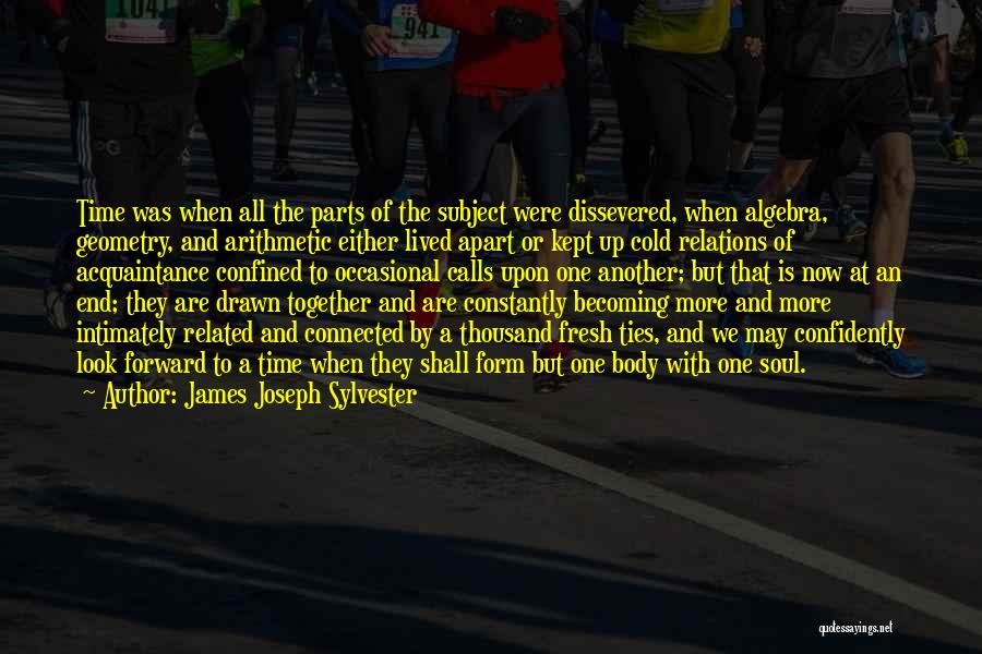James Joseph Sylvester Quotes: Time Was When All The Parts Of The Subject Were Dissevered, When Algebra, Geometry, And Arithmetic Either Lived Apart Or