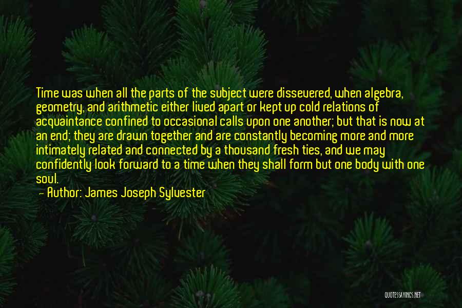 James Joseph Sylvester Quotes: Time Was When All The Parts Of The Subject Were Dissevered, When Algebra, Geometry, And Arithmetic Either Lived Apart Or