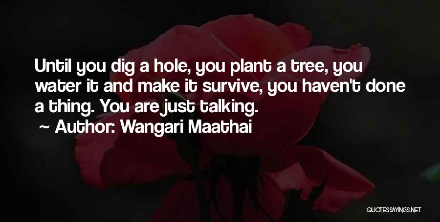 Wangari Maathai Quotes: Until You Dig A Hole, You Plant A Tree, You Water It And Make It Survive, You Haven't Done A