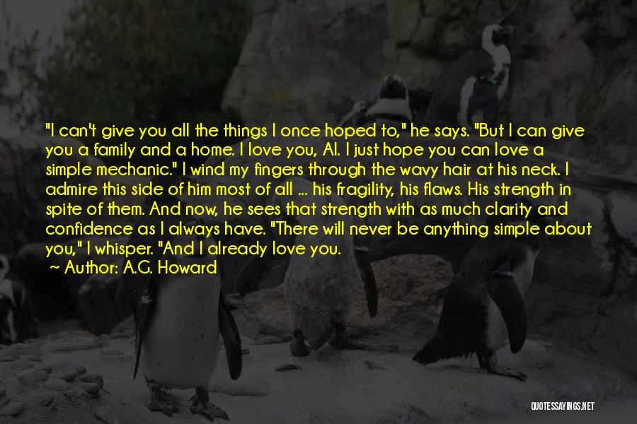 A.G. Howard Quotes: I Can't Give You All The Things I Once Hoped To, He Says. But I Can Give You A Family