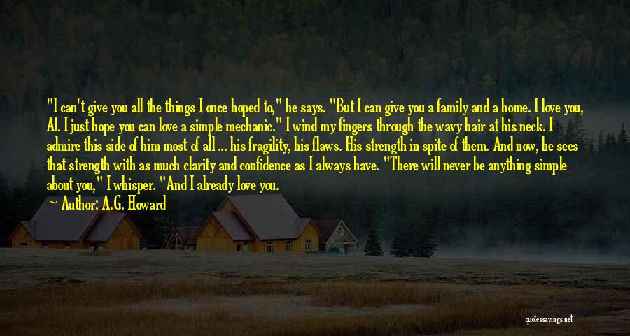 A.G. Howard Quotes: I Can't Give You All The Things I Once Hoped To, He Says. But I Can Give You A Family