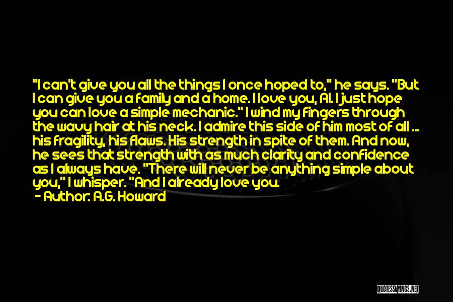 A.G. Howard Quotes: I Can't Give You All The Things I Once Hoped To, He Says. But I Can Give You A Family