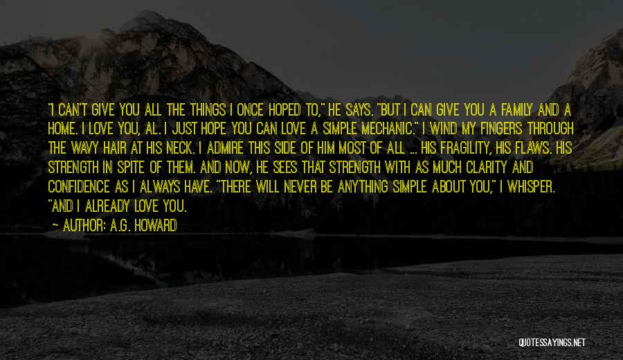 A.G. Howard Quotes: I Can't Give You All The Things I Once Hoped To, He Says. But I Can Give You A Family