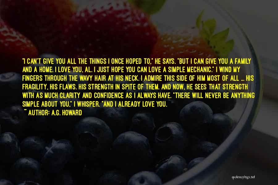 A.G. Howard Quotes: I Can't Give You All The Things I Once Hoped To, He Says. But I Can Give You A Family