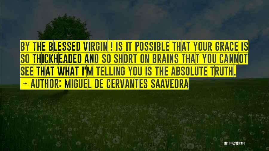 Miguel De Cervantes Saavedra Quotes: By The Blessed Virgin ! Is It Possible That Your Grace Is So Thickheaded And So Short On Brains That