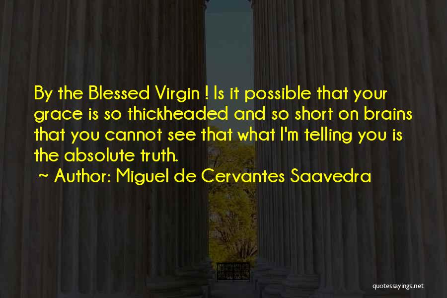 Miguel De Cervantes Saavedra Quotes: By The Blessed Virgin ! Is It Possible That Your Grace Is So Thickheaded And So Short On Brains That
